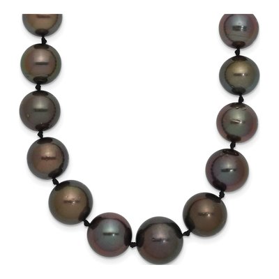 14K White Gold Black Tahitian Cultured Pearl Necklace