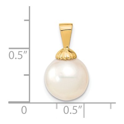 14K Yellow Gold Cultured Pearl Round Pendant – view 2