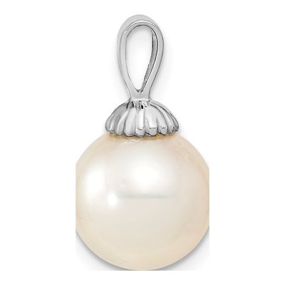 14K White Gold Cultured Pearl Round Pendant – view 2