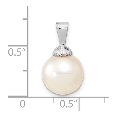 14K White Gold Cultured Pearl Round Pendant – view 3