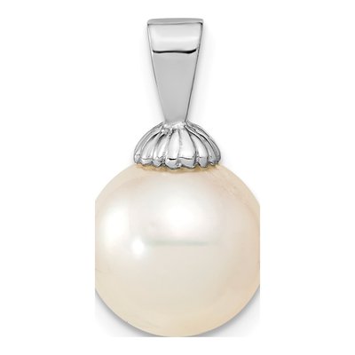 14K White Gold Cultured Pearl Round Pendant – view 4