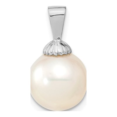 14K White Gold Cultured Pearl Round Pendant
