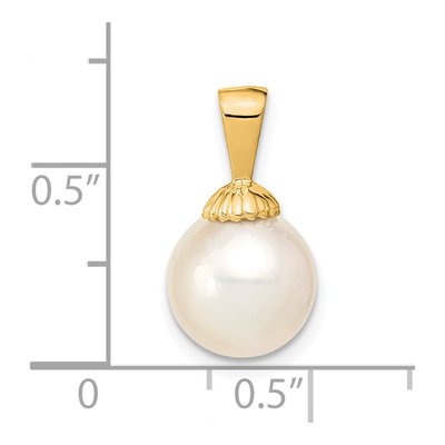 14K Yellow Gold Cultured Pearl Round Pendant – view 2