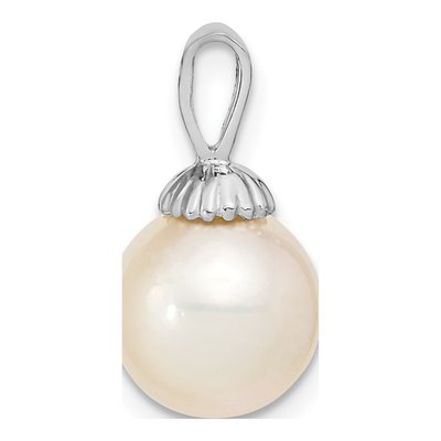 14K White Gold Cultured Pearl Round Pendant – view 2