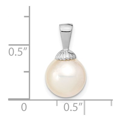 14K White Gold Cultured Pearl Round Pendant – view 3