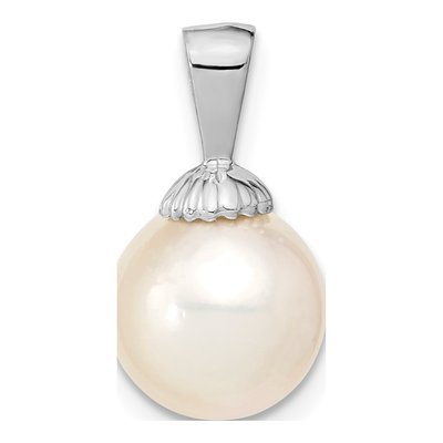 14K White Gold Cultured Pearl Round Pendant