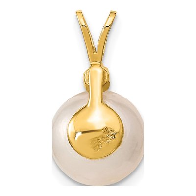 14K Yellow Gold 1/20 ct tw Cultured Pearl & Diamond Round Pendant – view 4