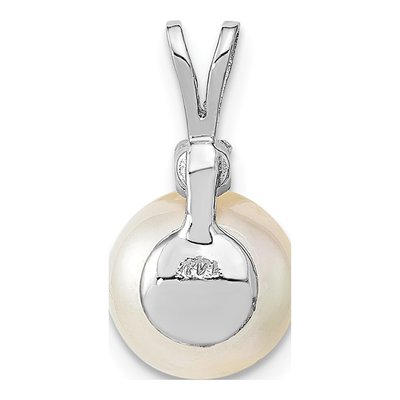 14K White Gold 1/20 ct tw Cultured Pearl & Diamond Round Pendant – view 4