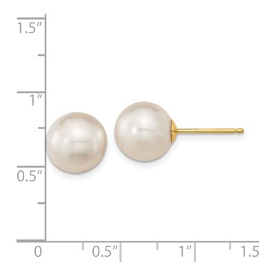 14K Yellow Gold Round Cultured Pearl Stud Earrings – view 4