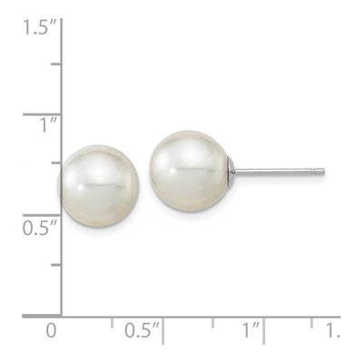 14K White Gold 8.25mm Round Cultured Pearl Stud Earrings – view 4