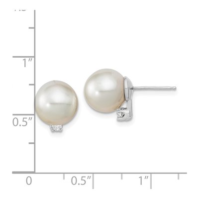 14K White Gold 1/10 ct tw 8.2mm Round Cultured Pearl & Diamond Stud Earrings – view 4