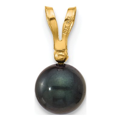 14K Yellow Gold Black Akoya Cultured Pearl & Diamond Pendant – view 3