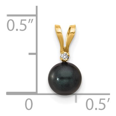 14K Yellow Gold Black Akoya Cultured Pearl & Diamond Pendant – view 4