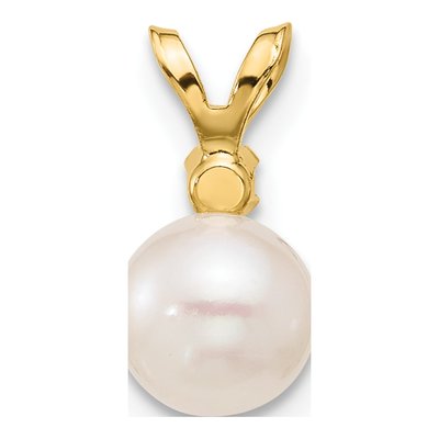 14K Yellow Gold Akoya Cultured Pearl & Diamond Round Pendant – view 4