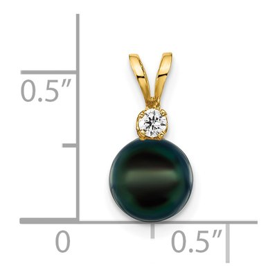 14K Yellow Gold 1/20 ct tw Black Akoya Cultured Pearl & Diamond Pendant – view 2