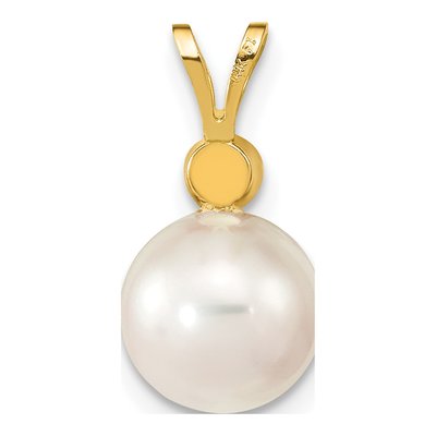 14K Yellow Gold 1/10 ct tw Akoya Cultured Pearl & Diamond Round Pendant – view 4