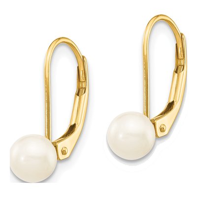14K Yellow Gold Akoya Cultured Pearl Leverback Earrings – view 2