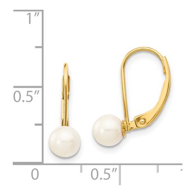 14K Yellow Gold Akoya Cultured Pearl Leverback Earrings – view 4