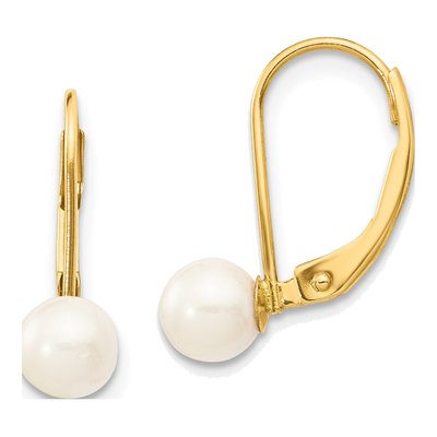 14K Yellow Gold Akoya Cultured Pearl Leverback Earrings