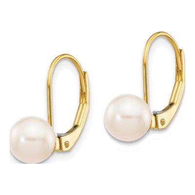 14K Yellow Gold Akoya Cultured Pearl Leverback Earrings – view 2