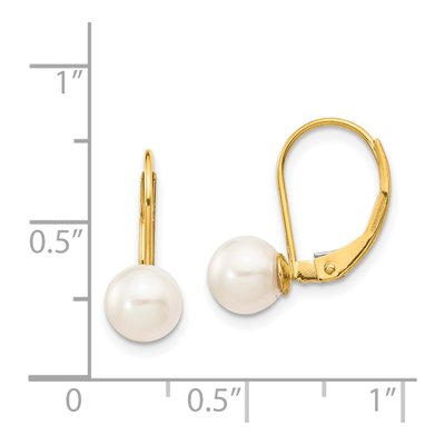 14K Yellow Gold Akoya Cultured Pearl Leverback Earrings – view 4