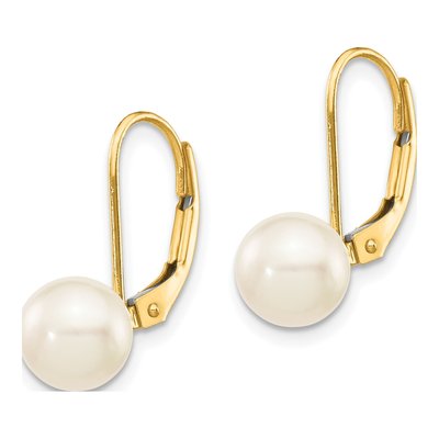 14K Yellow Gold Akoya Cultured Pearl Leverback Earrings – view 2