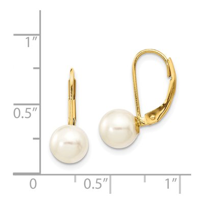 14K Yellow Gold Akoya Cultured Pearl Leverback Earrings – view 4