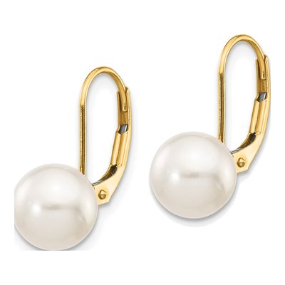 14K Yellow Gold Akoya Cultured Pearl Leverback Earrings – view 2