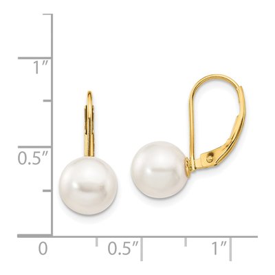 14K Yellow Gold Akoya Cultured Pearl Leverback Earrings – view 4