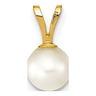 14K Yellow Gold Akoya Cultured Pearl Round Pendant – view 4