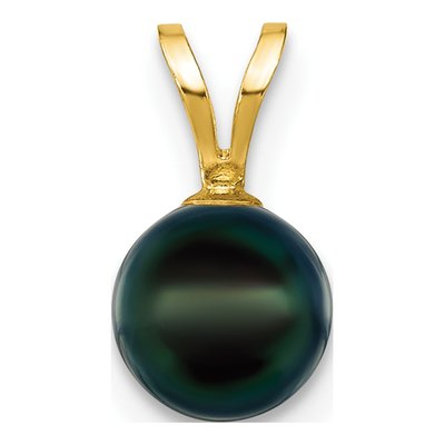 14K Yellow Gold Black Akoya Cultured Pearl Pendant