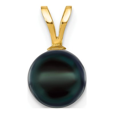 14K Yellow Gold Black Akoya Cultured Pearl Pendant