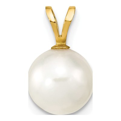 14K Yellow Gold Akoya Cultured Pearl Round Pendant