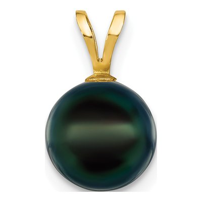 14K Yellow Gold Black Akoya Cultured Pearl Pendant