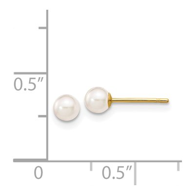 14K Yellow Gold Round Akoya Cultured Pearl Stud Earrings – view 5