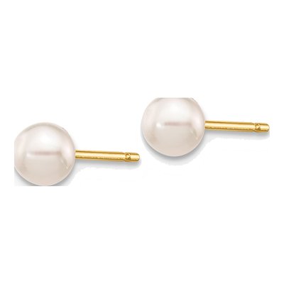 14K Yellow Gold Round Akoya Cultured Pearl Stud Earrings – view 3