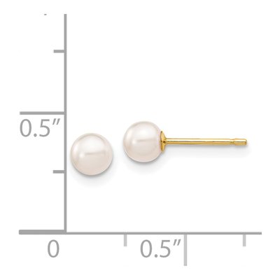 14K Yellow Gold Round Akoya Cultured Pearl Stud Earrings – view 5