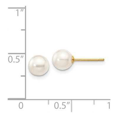 14K Yellow Gold Round Akoya Cultured Pearl Stud Earrings – view 5