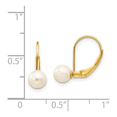 14K Yellow Gold Freshwater Cultured Pearl Leverback Earrings – view 4