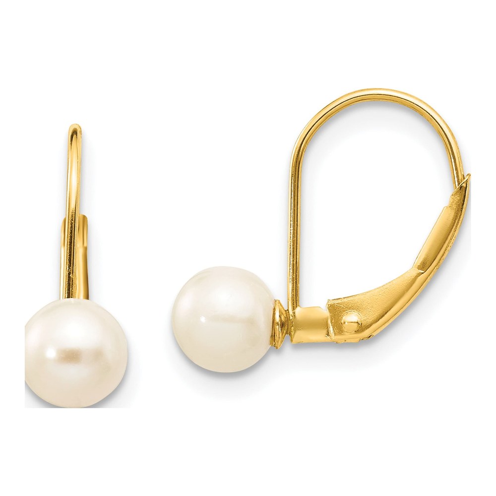 14k Yellow Gold Freshwater Pearl Leverback Earrings