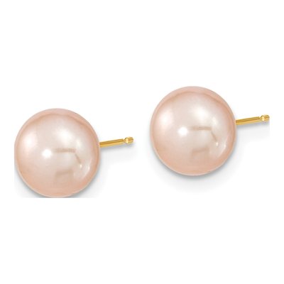 14k Gold Pink Freshwater Pearl Necklace & Earring Set – view 3