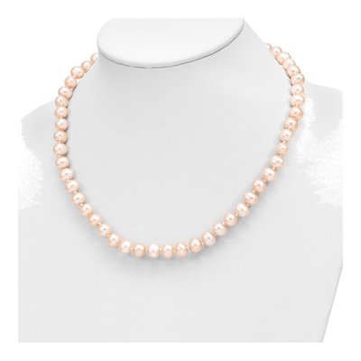 14k Gold Pink Freshwater Pearl Necklace & Earring Set – view 4