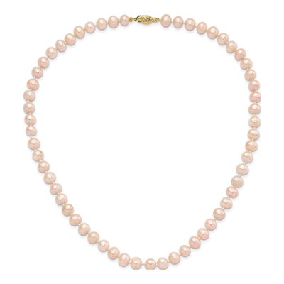 14k Gold Pink Freshwater Pearl Necklace & Earring Set – view 5
