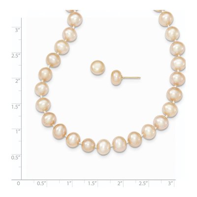 14k Gold Pink Freshwater Pearl Necklace & Earring Set – view 6