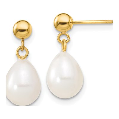 14K Gold Freshwater Pearl Necklace & Earring Set – view 2