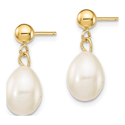 14K Gold Freshwater Pearl Necklace & Earring Set – view 3