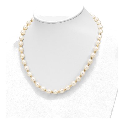 14K Gold Freshwater Pearl Necklace & Earring Set – view 4