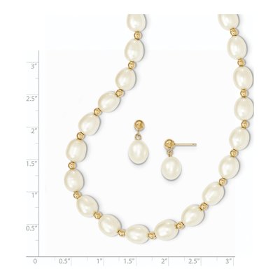 14K Gold Freshwater Pearl Necklace & Earring Set – view 6