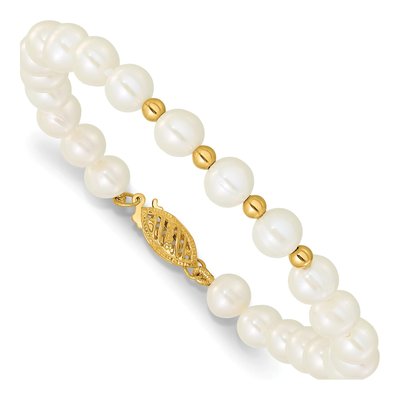 14K Gold Freshwater Pearl Necklace, Bracelet & Earring Set – view 4