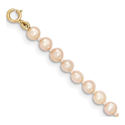 14K Yellow Gold Pink Freshwater Cultured Pearl Bracelet – view 2
